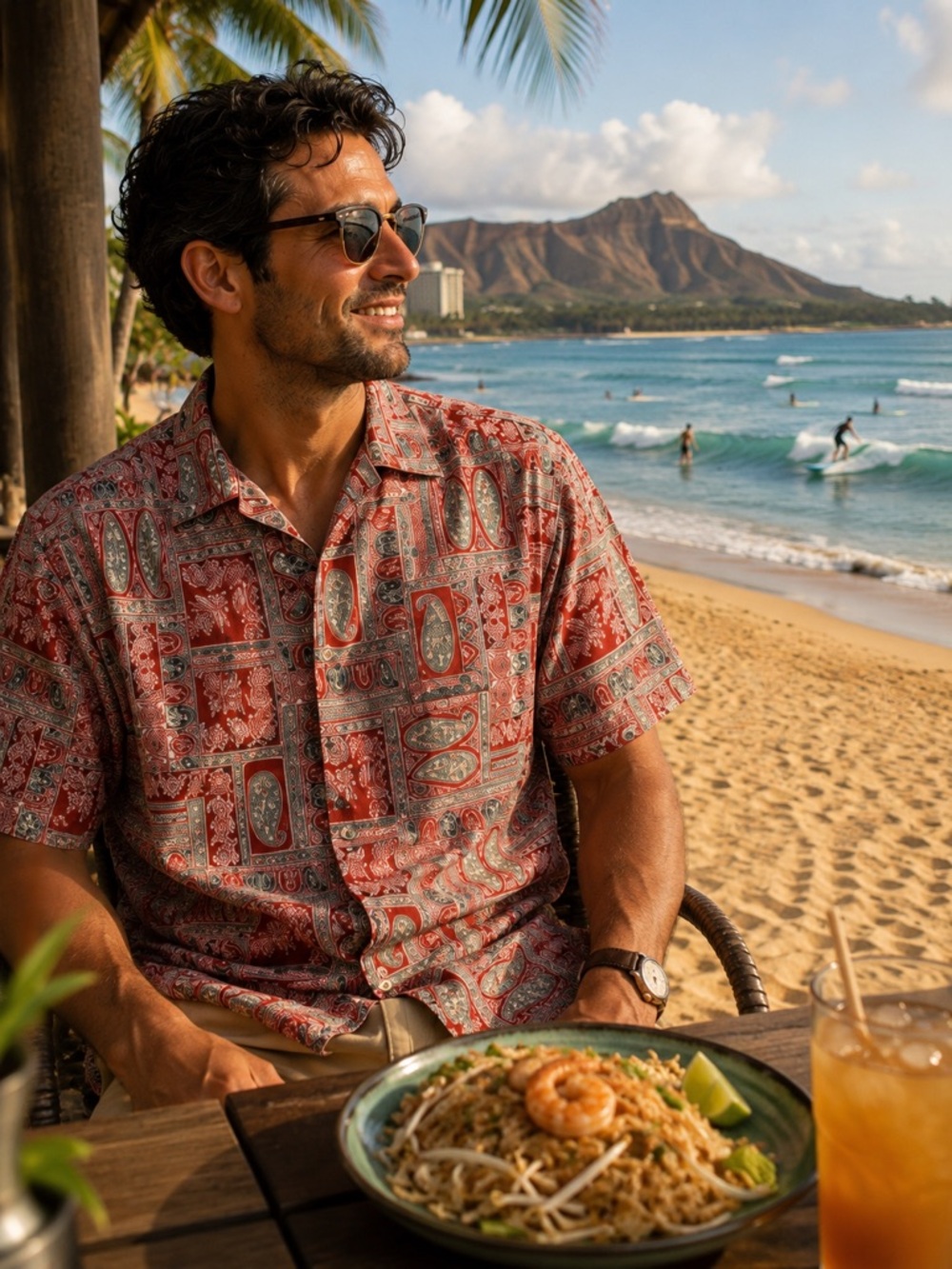 Tori Richard Hawaiian Shirt Mens XL Red Paisley Patchwork Made in Hawaii Aloha